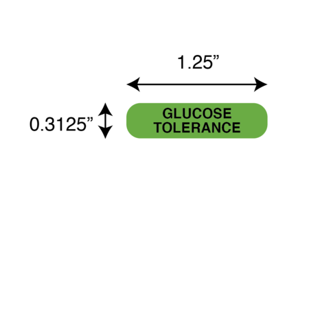 Nevs Label, GLUCOSE TOLERANCE 5/16" x 1-1/4" Green w/ black GLUC-2